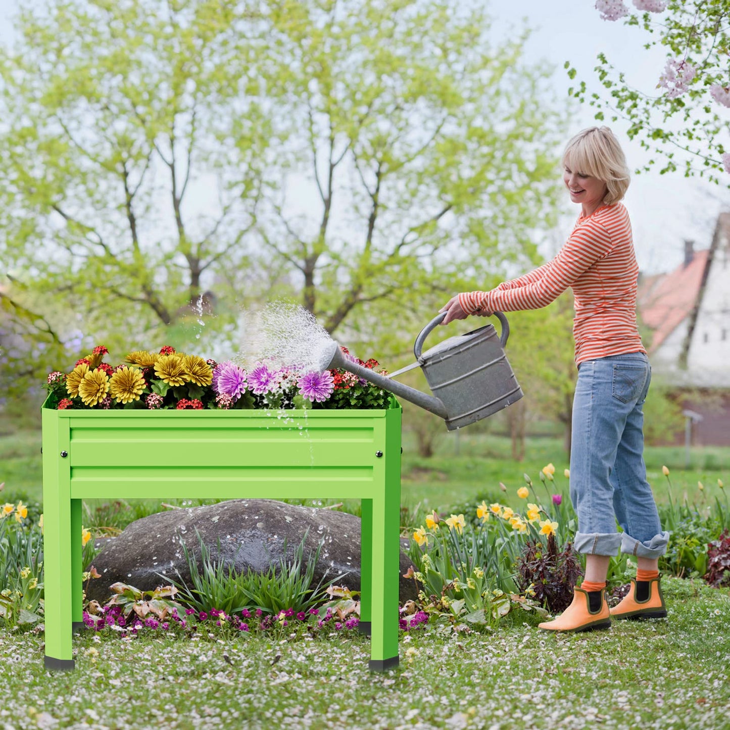 PROXRACER Elevated Raised Garden Bed with Legs, Heavy Duty Galvanized Steel Metal Planter Box for Vegetables, Flowers & Herbs, Sturdy Standing Planter for Indoor Outdoor Patio, Balcony & Deck