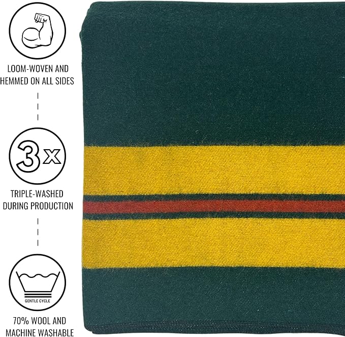Arcturus Military Wool Blanket - Warm, Thick, Washable - Great for Outdoors, Camping, Stadium Blanket, Picnics, Travel - Car & Bushcraft Survival Kits, Large 64in x 88in 4.5 lb