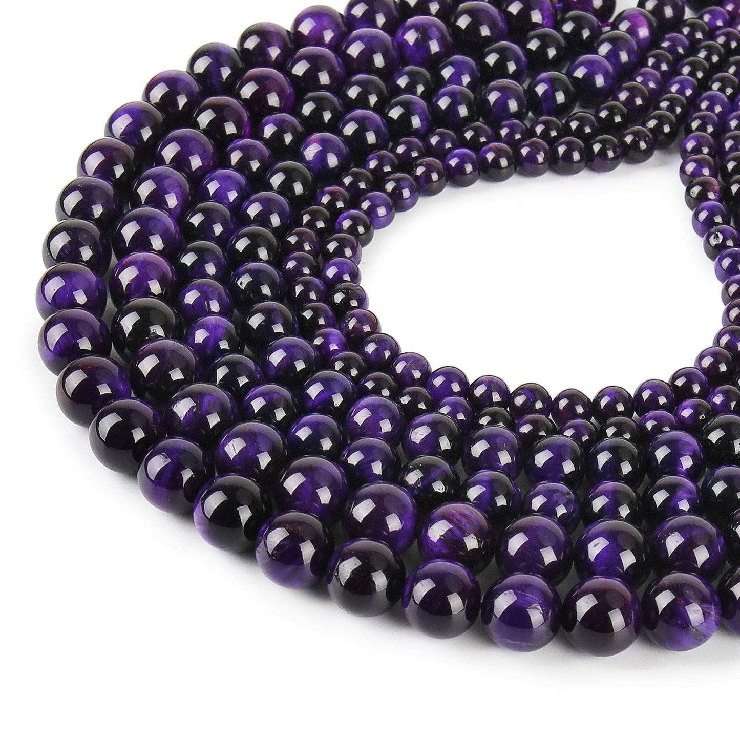 Natural Purple Tiger Eye Beads, Grade AAA Gemstone Round Loose Beads 10MM 40PCs Bulk Lot Options, Semi Precious Stone Beads for Jewelry Making