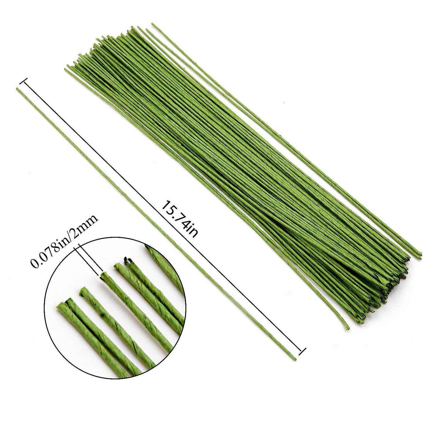 KINJOEK 400 Counts 16 Inch Floral Wire,14 Gauge Floral Stem Wire for DIY Floral Arrangements and Decorations