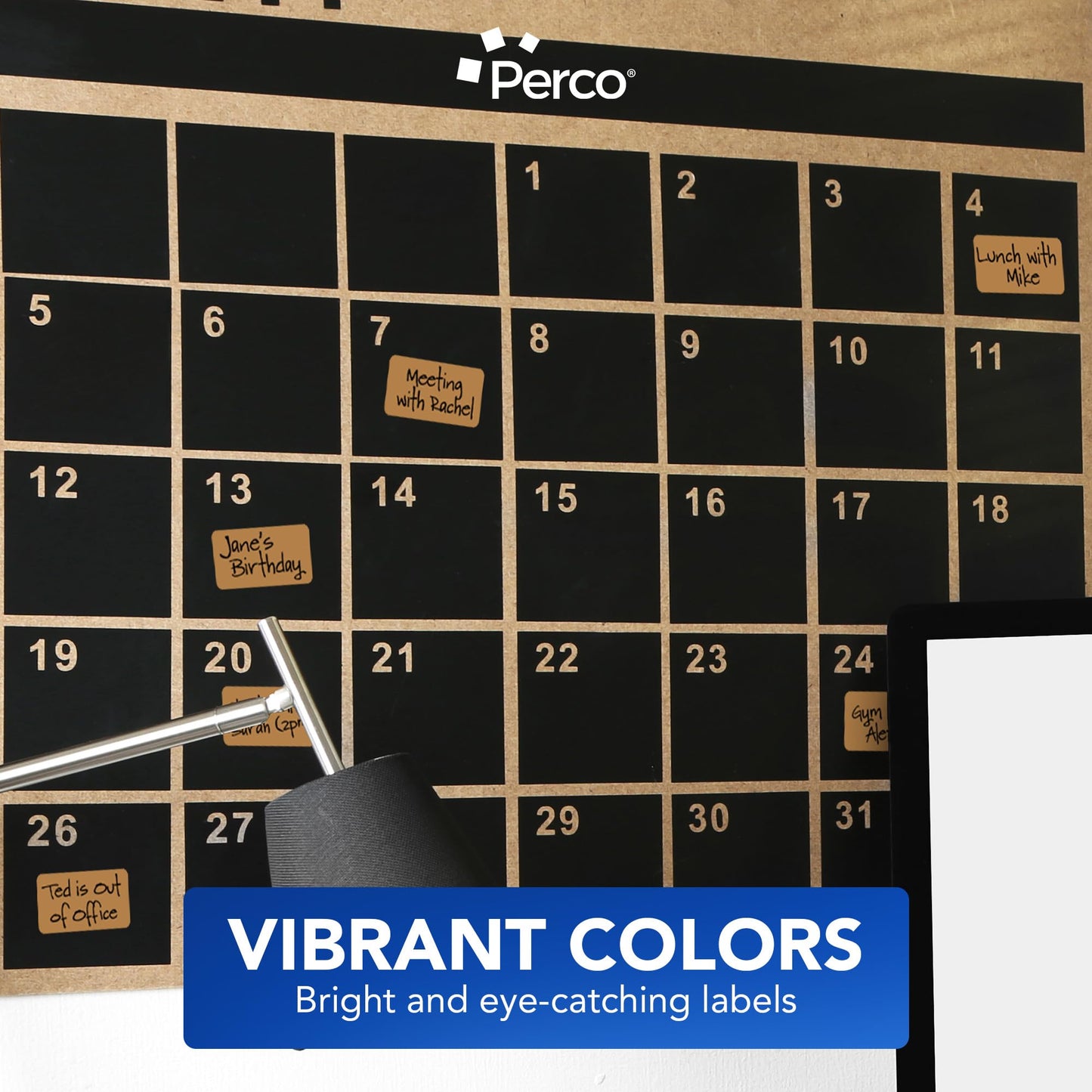Perco Kraft Brown 1x2 Inch Labels with Perforation for Easy Tear-Off — 500 Stickers Per Roll — Strong Adhesion, Rustic Product Labels for Handmade Goods, Variants & Packaging — Made in USA