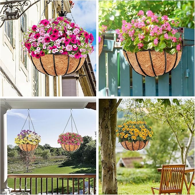 Y&M 2PCS 14" Round Coconut Fiber Liner Pre-Formed Replacement for 14'' Hanging Basket