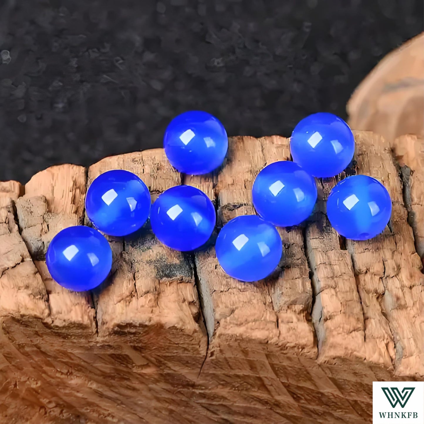 WHNKFB 8mm 50PCS Natural Blue Agate Round Beads, Smooth Polished Loose Stone Beads for Jewelry Making Craft - 4mm 6mm 8mm 10mm Options with Free Elastic Cord