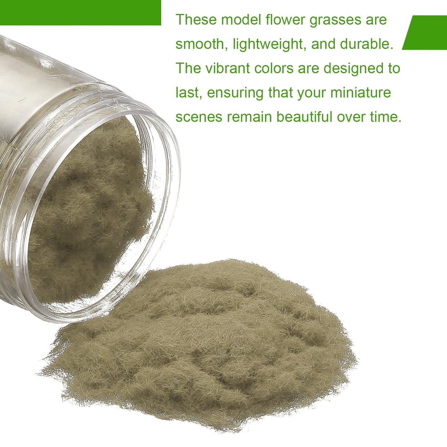 CoCud Model Grass Terrain Powder, 185ml Capacity, Fake Miniature Flower Grass Tree 5mm Nylon Flaxen - (Applications: DIY Dollhouse Fairy Garden Model Railway Landscape)