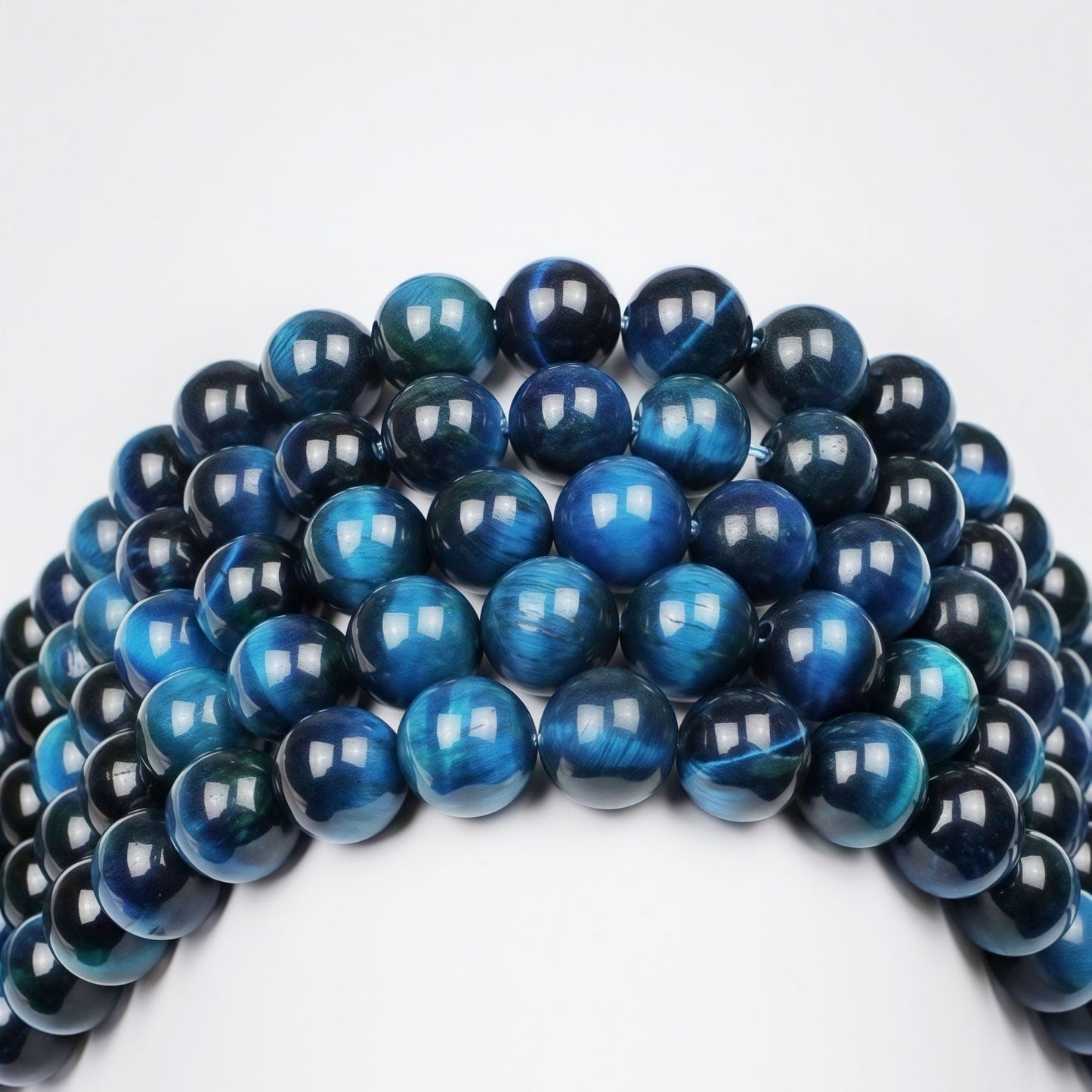 MJDCB Stone Beads 8mm 43pcs Round Sky Blue Tiger's Eye Loose Gemstone Bead Charms for Jewelry Making Bracelet Necklace Earring Pendant