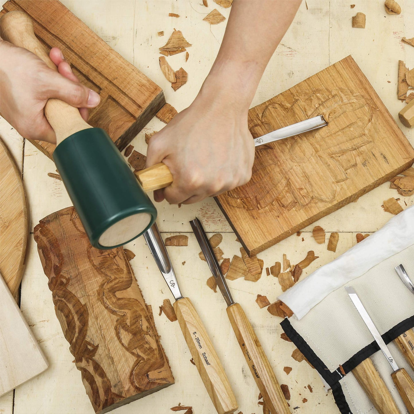 12pc Carving Set and 15oz Carving Mallet Starter Bundle