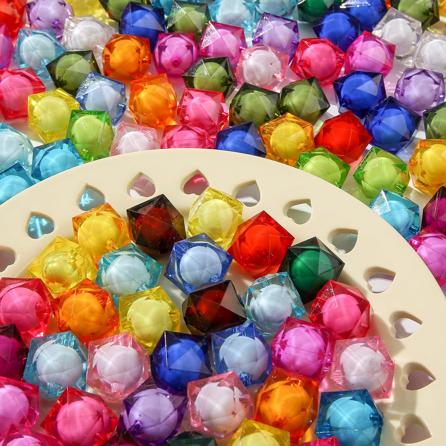ANCADN 20mm Acrylic Beads 100pcs Cube Bead Chunky Bubblegum Beads for Jewelry Making Bracelet Necklace Craft Making Supplies (fkzzz)