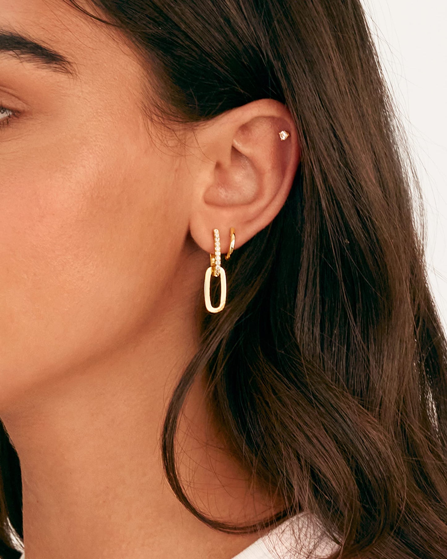 PAVOI 14K Yellow Gold Plated Convertible Link Cubic Zirconia Earrings - Link Chain Earrings & Drop Dangle
