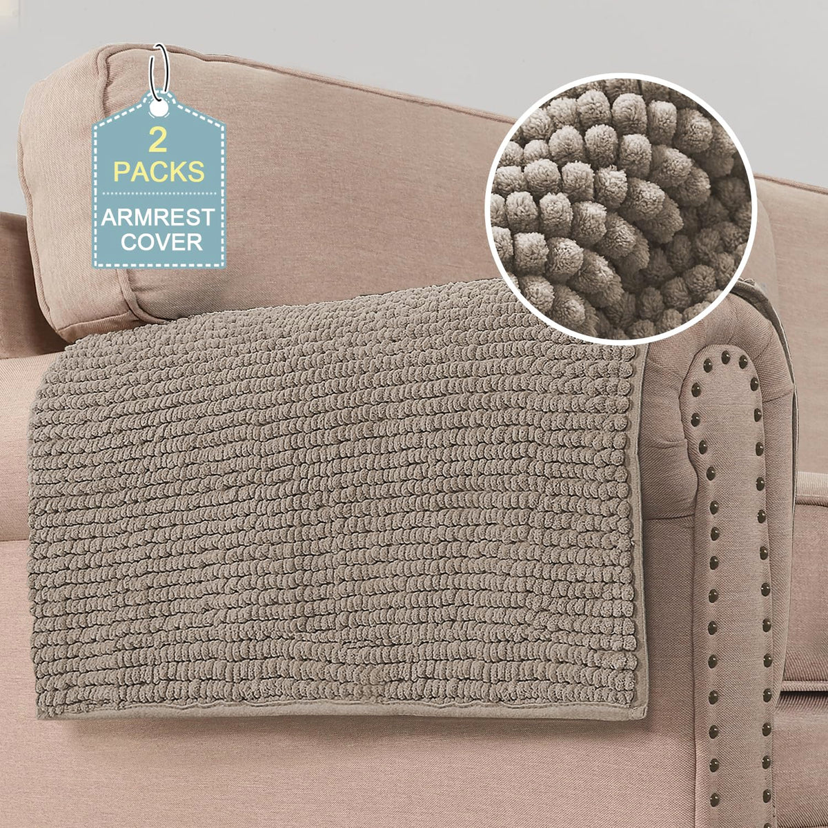 H.VERSAILTEX Plush Chenille Dog Bed Cover Thick Soft Sofa Cover for 3 Cushion Couch Anti Slip Couch Cover Furniture Protector for Dog, Pet, Cat (35" x 74", Oatmeal)