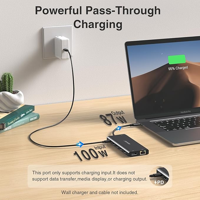 USB C Docking Station 3 Monitors USBC Hub Laptop Dual Monitor Multiport Adapter Dock Dongle,USBC to 2 HDMI,4K DisplayPort,PD Charging,Ethernet,7 USB-C/A Ports,SD/TF,Audio for Dell/HP/Lenovo(Black)