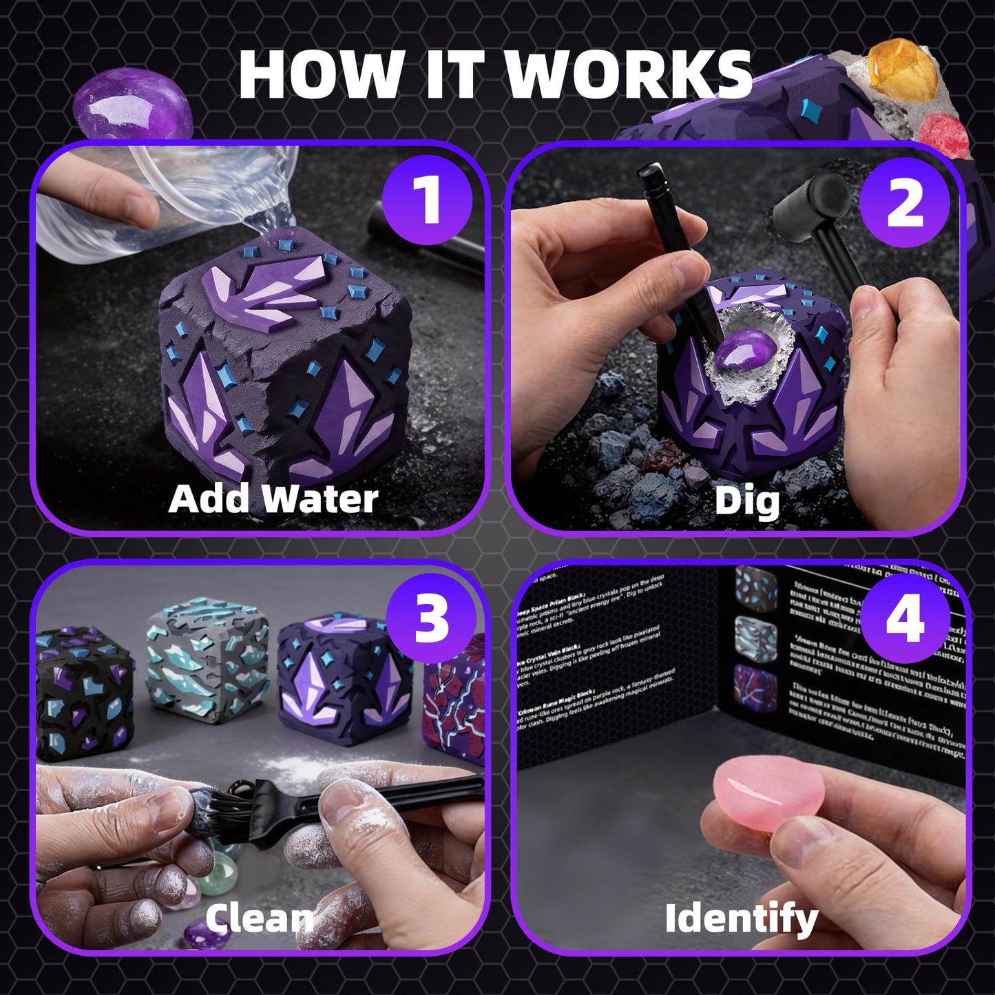 GobiDex Gemstones Dig Kit for Kids, Excavate 16 Real Gemstones, STEM Science Toy, Archaeology & Geology Science Gift for Boys and Girls Age 6+