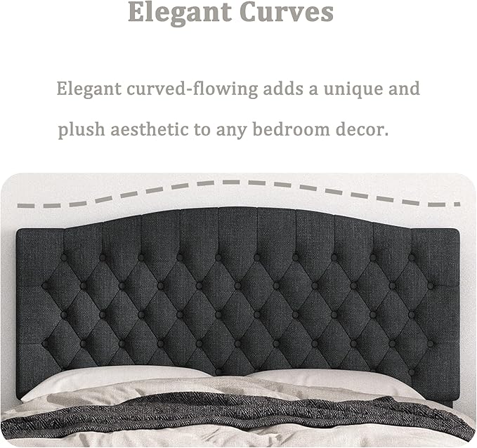 Queen Headboard Only, Upholstered Headboard for Adjustable Bed Linen Tufted Queen/Full Size Wall Mounted Head Board with Solid Wood Legs Head Board, Dark Gray