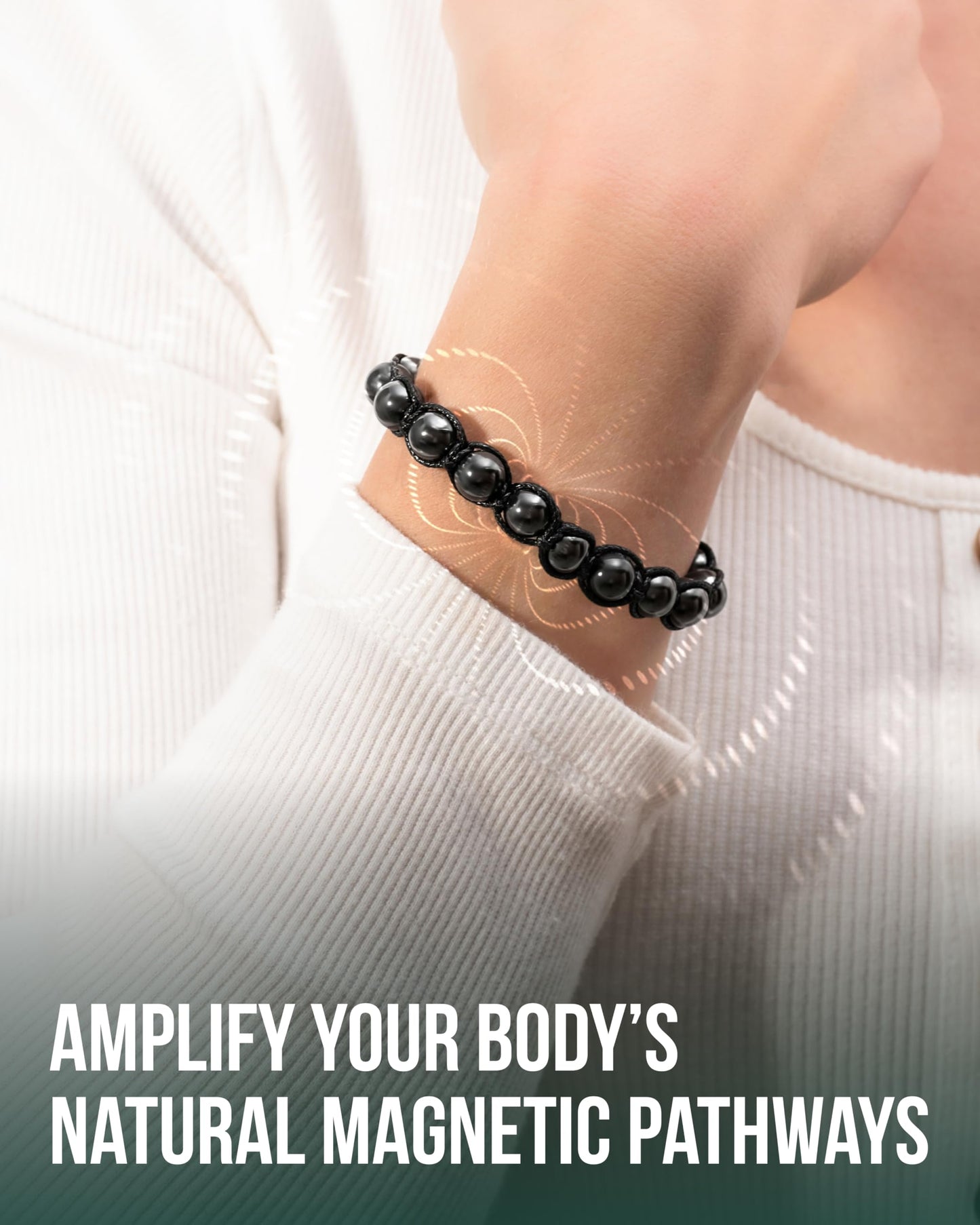 MagnetRX Magnetic Hematite Bracelet - Max Strength Magnet Stones - Magnetic Beaded Bracelets for Men and Women (Bali 8mm Bead)