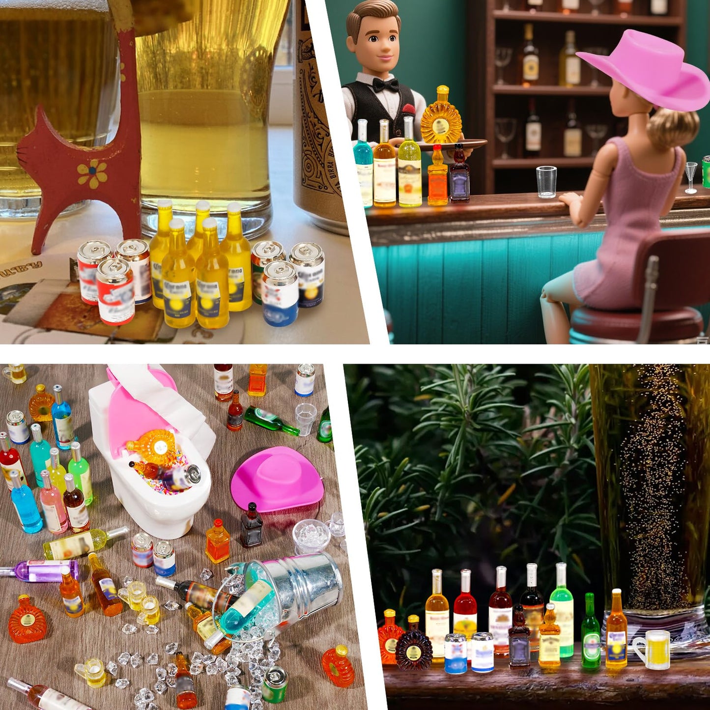 Miniature Ice Cubes Beer Bottles Mini Alcohol Bottles Mini Beer Party Decorations Bar Cake Decoration Mini Bar Accessories Mini Toilet