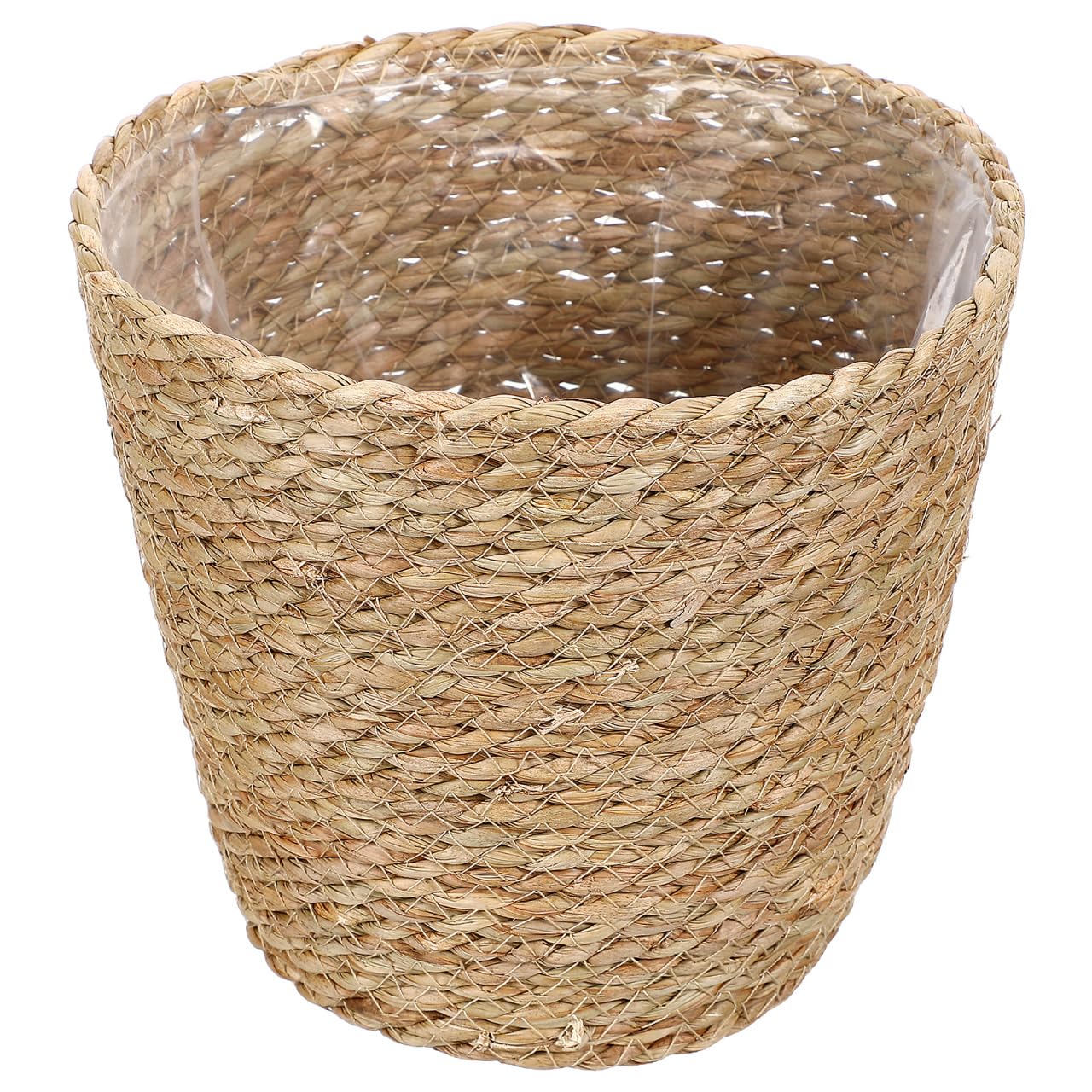 KESYOO Woven Flower Basket, Hand Woven Straw Plant Pot, Indoor Decorative Flower Pot with Liner, Light Brown, 8.66 x 8.66 x 8.26 Inch