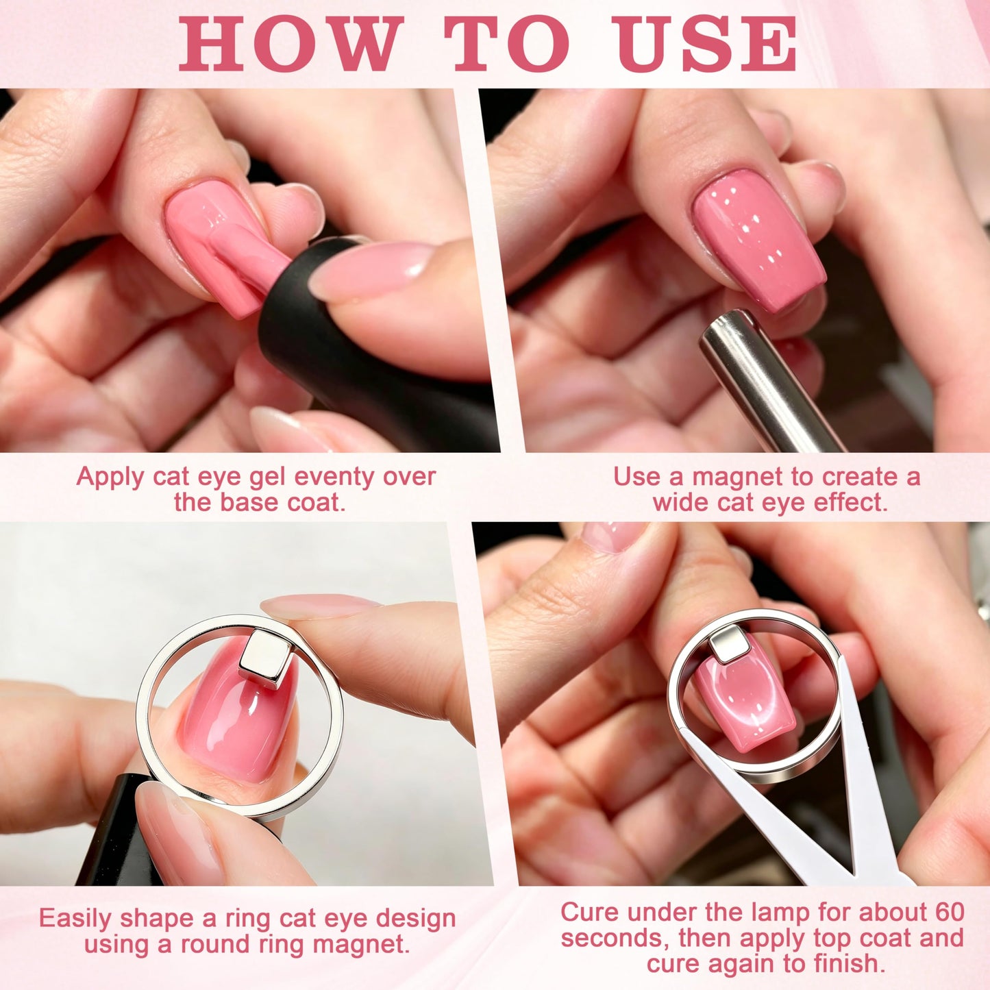 New Ring-Shaped Cat Eye Magnet for Nails,Strong Nail Magnet Tool,Portable Hollow Circular Cat Eye for Home DIY