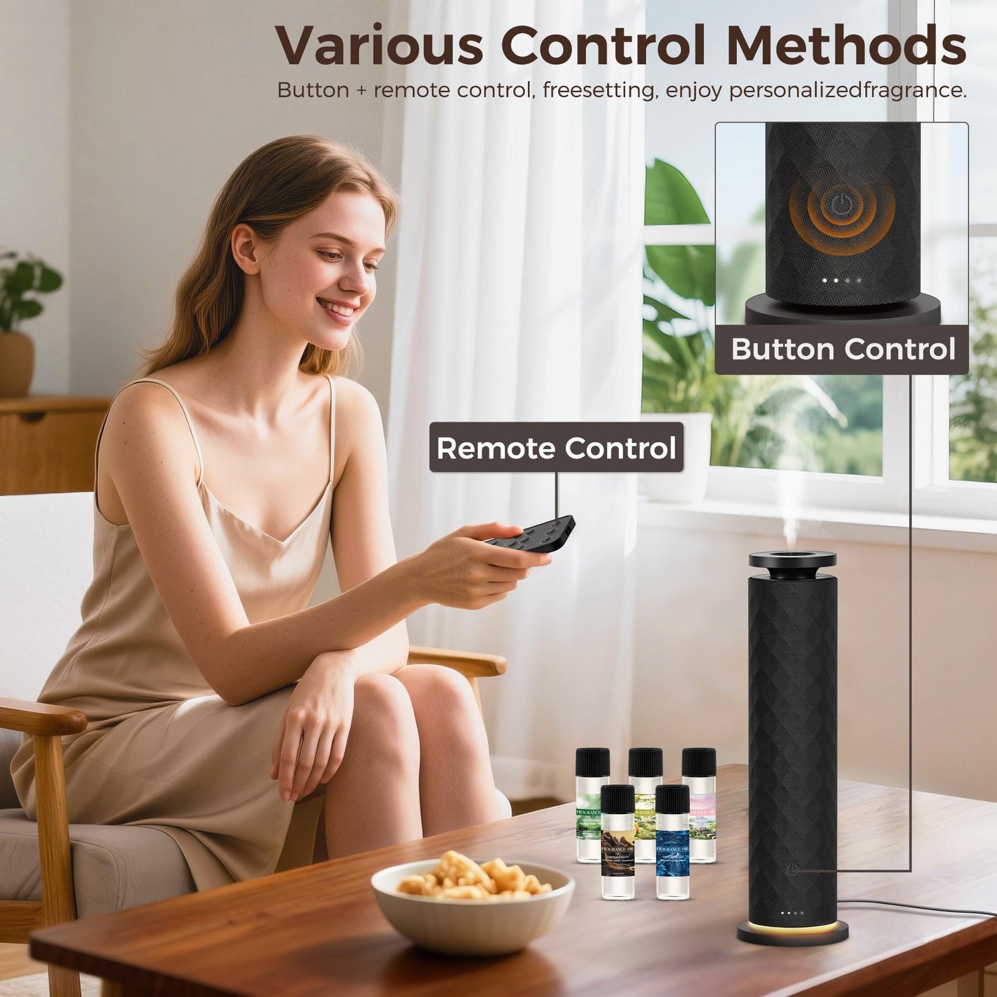Hotel Scent Diffuser, Waterless Scent Diffuser for Home, Quiet Operation, Suitable for Living Rooms, Offices, and Hotels,Contains Five Aromatherapy Essential Oils