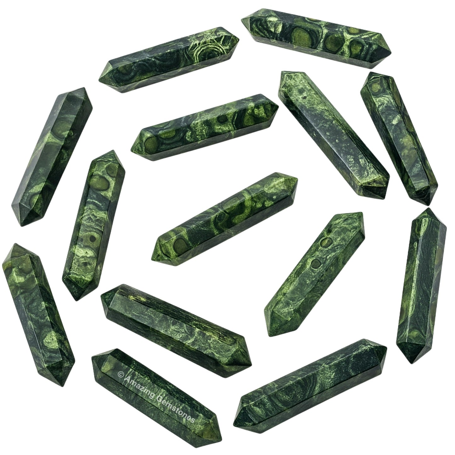 Amazing Gemstone Kambaba Jasper Crystal Points Bulk Healing Crystals - Pack of 3 Double Terminated Healing Wand Point Bulk Crystals for Crafts, Crystal Grid, DIY Work - - Beginners Gift