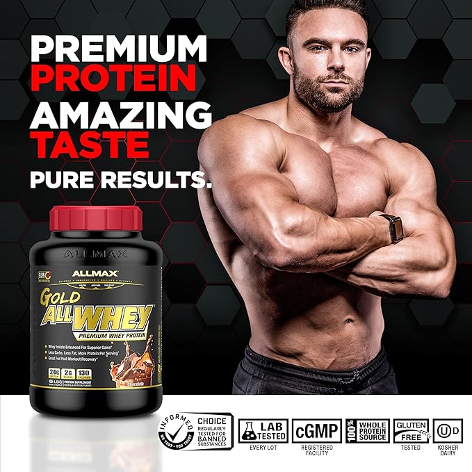 ALLMAX Nutrition Gold ALLWHEY, Cookies & Cream - 5 lb - 24 Grams of Protein Per Scoop - Gluten Free, Low Carb & Low Sugar - Approximate 71 Servings