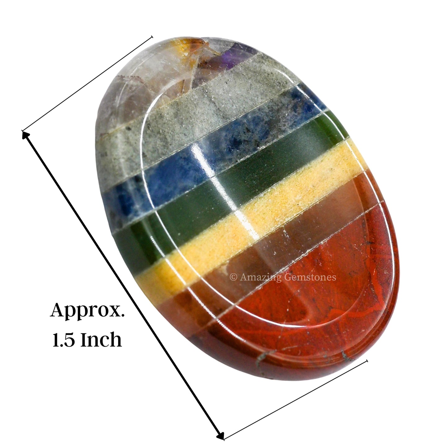 Amazing Gemstone 7 Chakra Worry Stone Meditation Crystals and Healing Stones