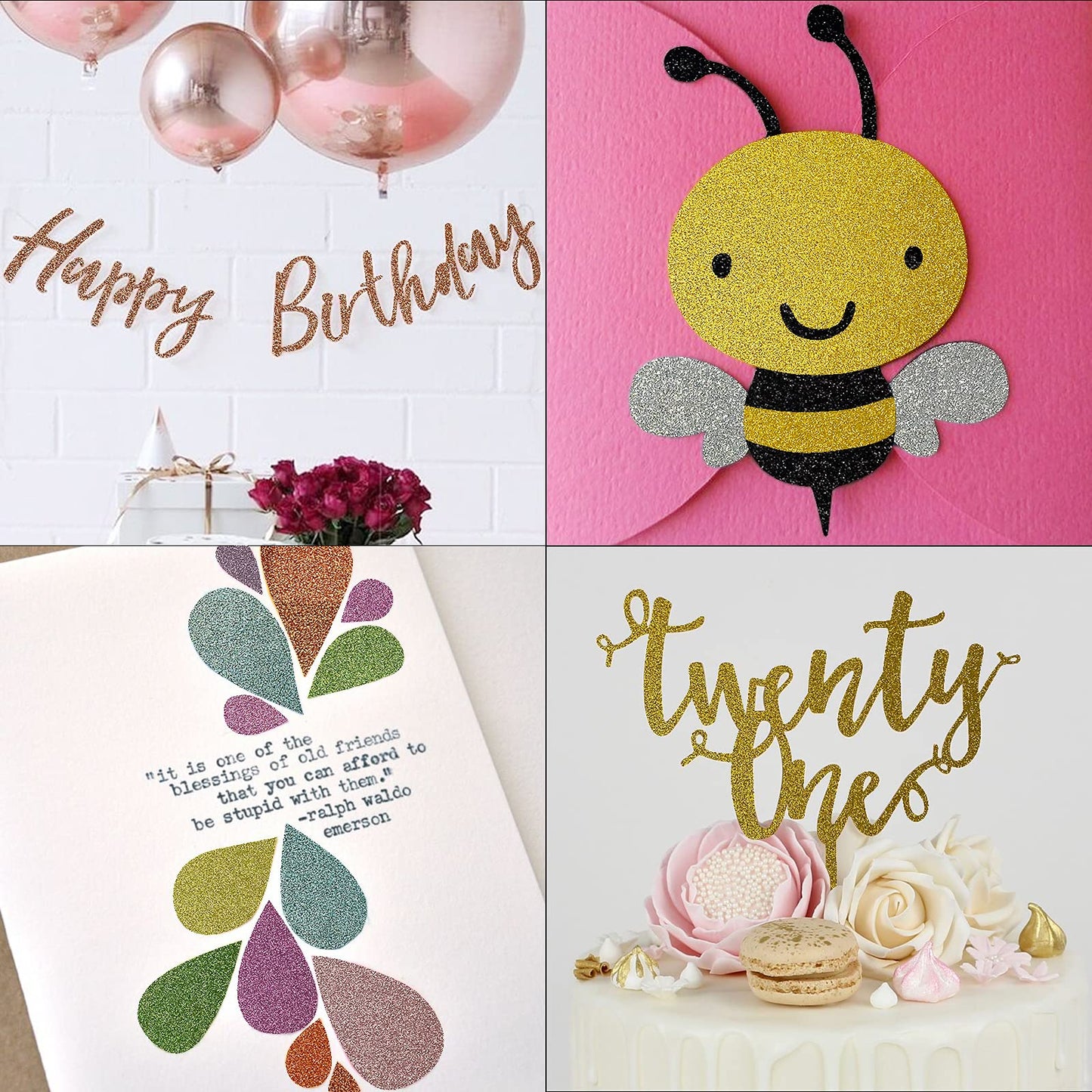 Simetufy Glitter Cardstock, 40 Sheets in 20 Colors, Premium Cardstock for Cricut, Crafts and DIY Projects, Sparkly Paper for Card Making, 250 GSM
