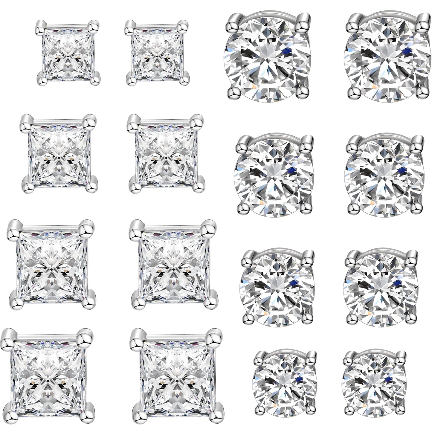 WAINIS 8 Pairs Stainless Steel Magnetic Stud Earrings for Men Women Non-piercing Hypoallergenic Earrings 5-8mm