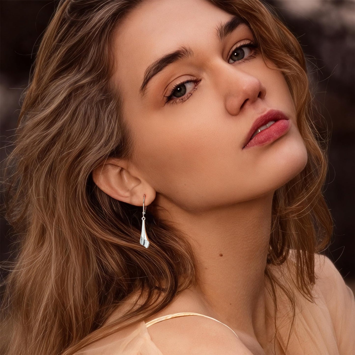 925 Sterling Silver Dangle Earrings for Women Leverback Filigree Teardrop Earrings Hypoallergenic Silver Dangle Drop Earring for Gifts (Grass-G)