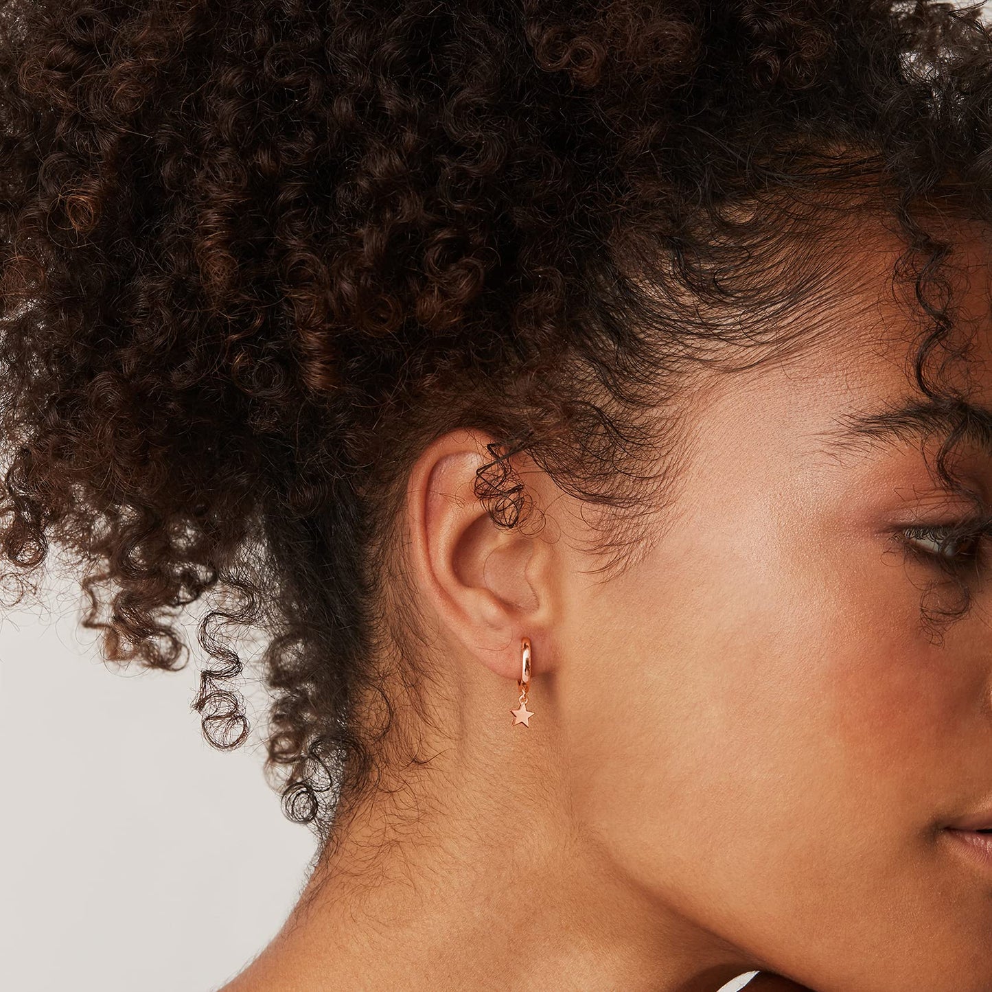 PAVOI 14K Rose Gold Plated 925 Sterling Silver Post Celestial Dangle Huggie Hoop Earrings For Women - Trendy Star Hoop Earrings - Small Hinged Huggies