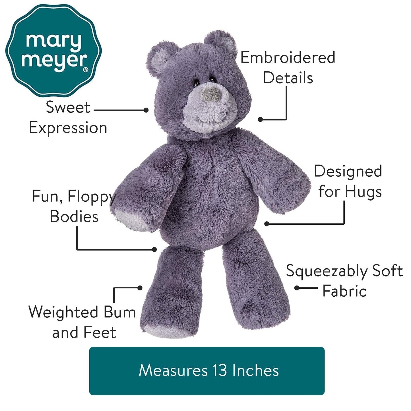 Mary Meyer Stuffed Animal Marshmallow Zoo Plush Soft Toy, 13-Inches, Berry Bear