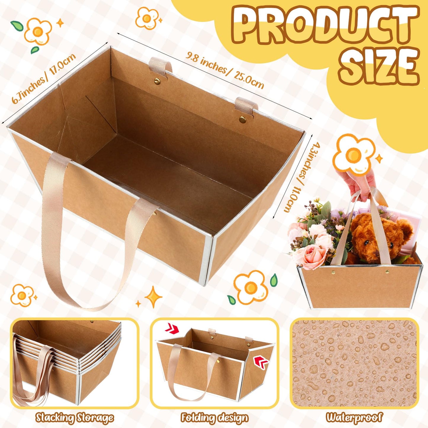 Pinkunn 48 Pcs Basket for Gifts Empty DIY Bulk Party Gift Basket Kit with Handles Market Trays for Packages Wrapping Wedding Party Anniversary Display(Retro)