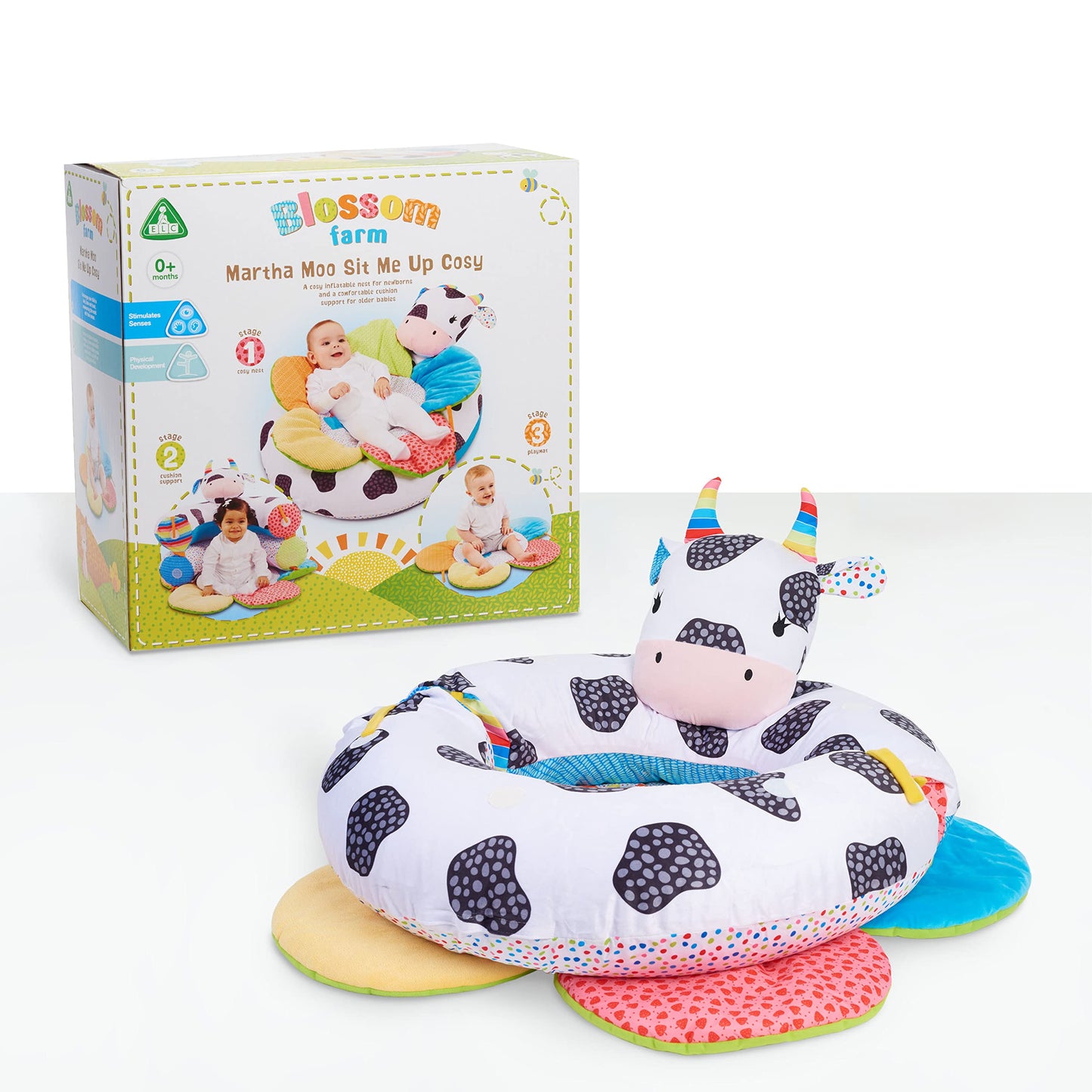 Early Learning Centre Blossom Farm Martha Moo Sit Me Up Cozy, Sensory and Physical Development Infant Toy, Kids Toys for Ages 0+, Amazon Exclusive