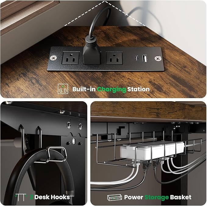 SIAGO L-Shaped Standing Desk - 75 x 63 Inch Adjustable Corner Standing Desk with Charging Station - L Shape Sit Stand Table with Memory Controller, Splice Board for Home Office