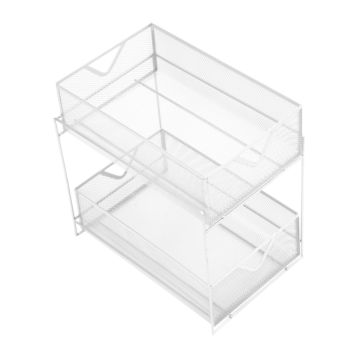 Mind Reader Accessory Organizer, Supply Storage, Makeup, Crafts, Office, Kitchen, Metal Mesh, 8.25"L x 12.5"W x 12.5"H, White