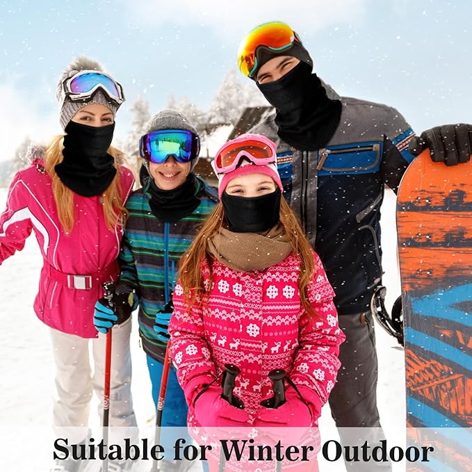 6 Pieces Winter Fleece Neck Gaiter Warmer Face Covering Windproof Half Balaclava Neck Scarf for Cold Weather Skiing