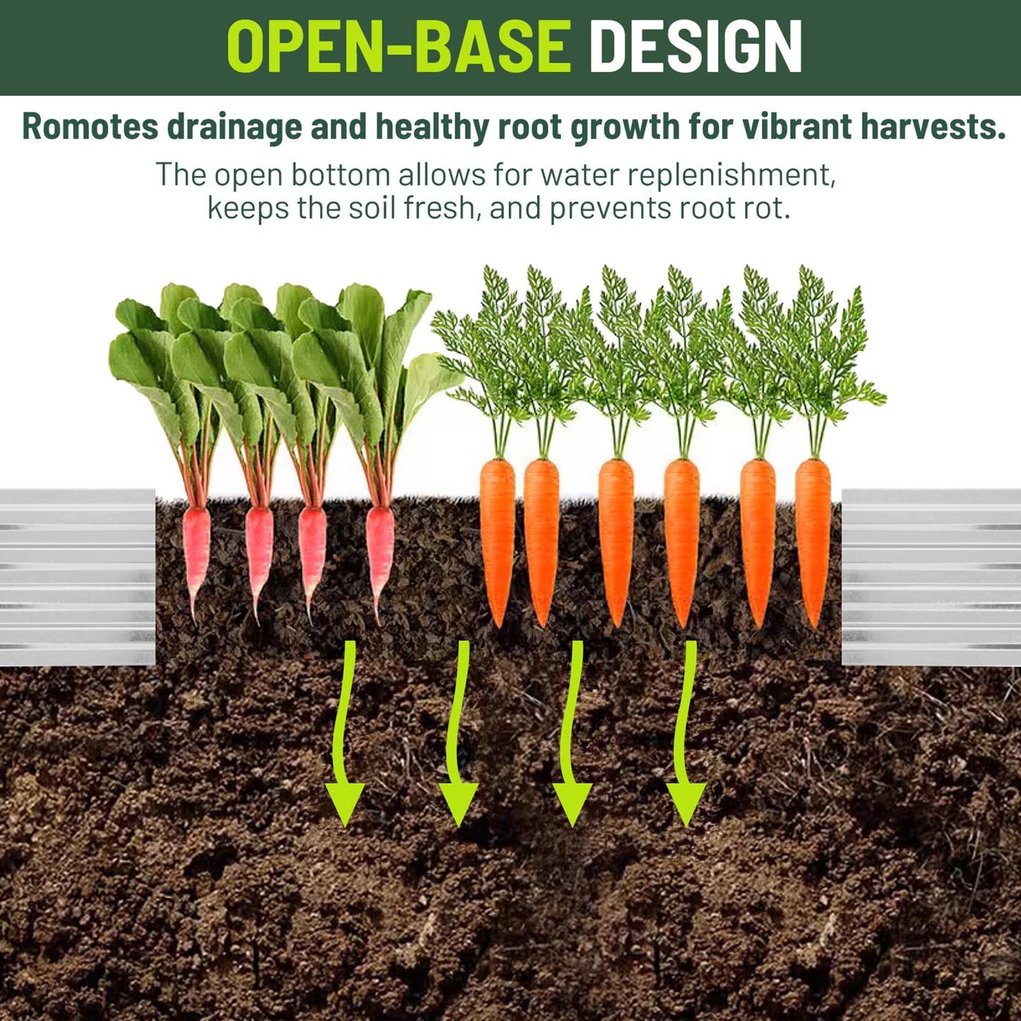 Bujijun 2 Pack 8x2x1FT Galvanized Metal Raised Garden Bed Kit for Vegetables, Herbs, Open-Bottom Large Capacity Outdoor Planter Box Gardening Stakes, Silver