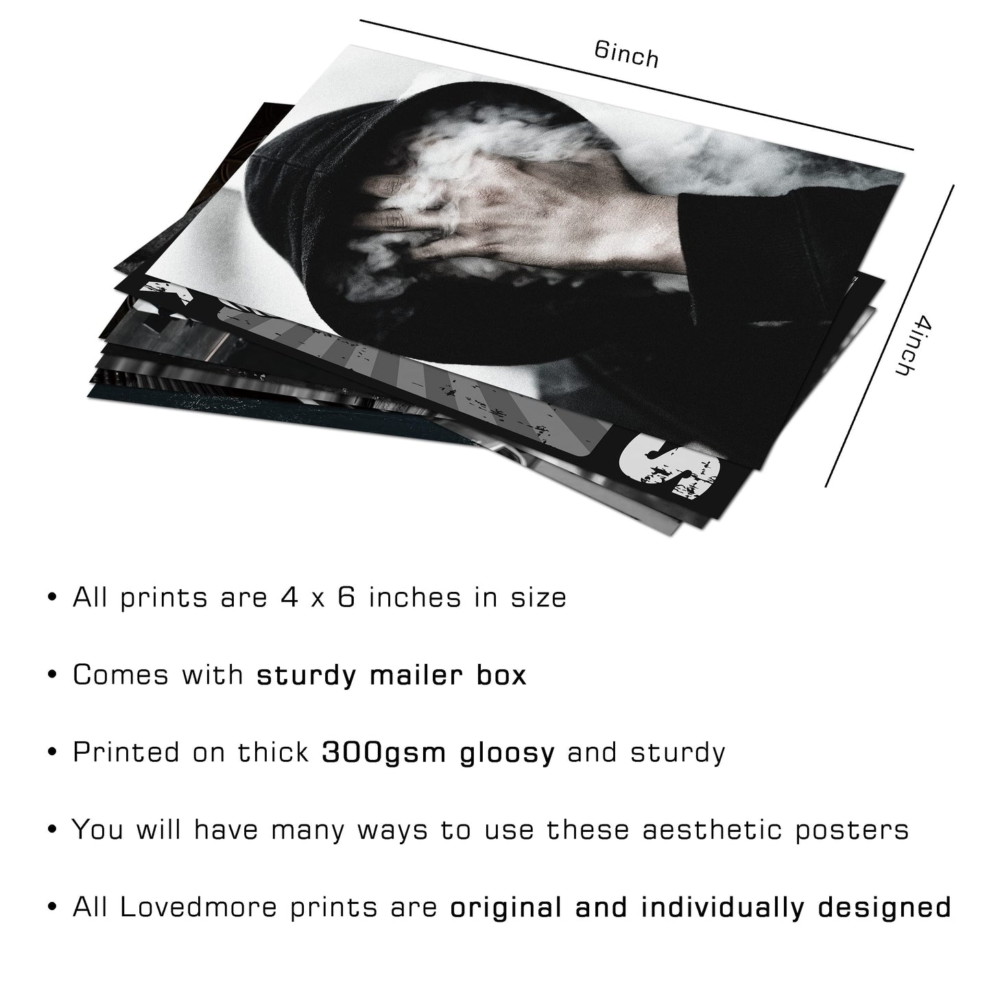 Grunge Aesthetic Wall Collage Kit - 40pcs 4x6inch Dark & Black Picture Set for Dorm & Bedroom Room Decor