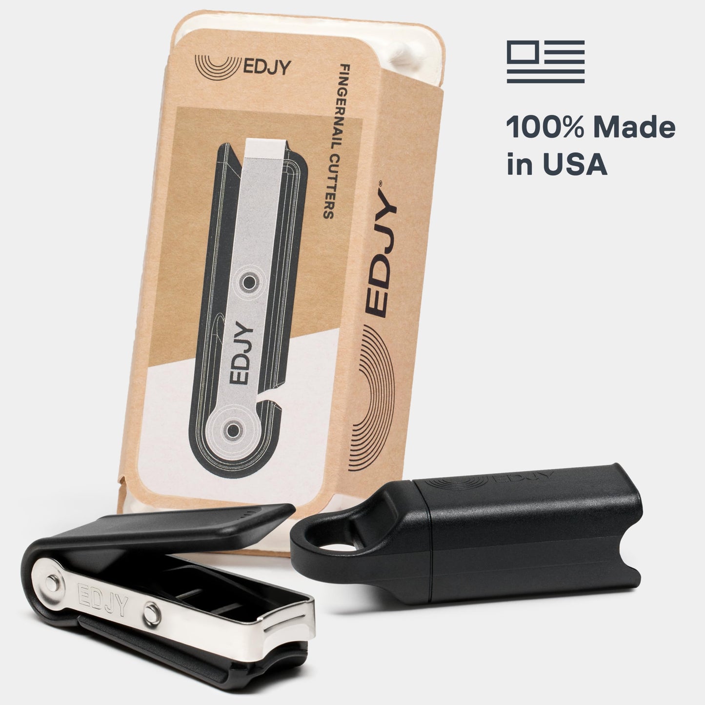 EDJY Fingernail Cutter - Precision Stainless Steel Nail Cutter for Fingernails | Sharp Blade, Ergonomic Design, Durable & Rust-Resistant | Ideal for Men and Women | Black | 2-Pack