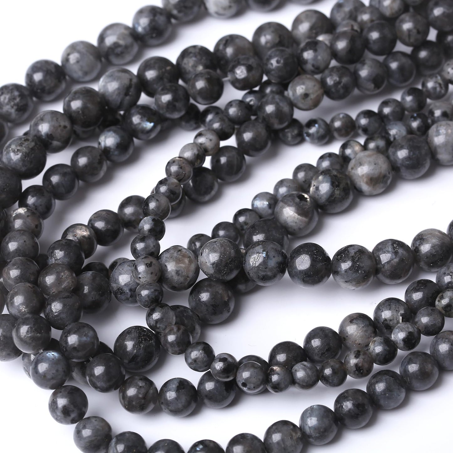 10MM Black Larvikite Round Loose Beads Natural Gem Beads Crystal Energy Stone Beads for Jewelry Making DIY Bracelet Necklace
