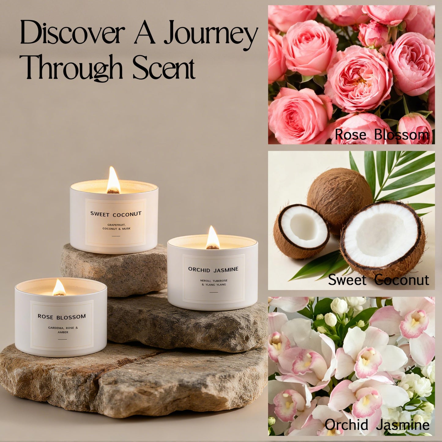 Luxury Candle Gift Set for Women – Luxury Candle Box with 3 Scented Soy Candles in Pink Box – Mother's Day, Birthday & Housewarming Gift