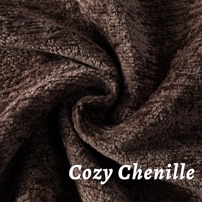 Brown Decorative Throw Pillow Covers 24x24 Inch Set of 2 Cozy Soild Chenille Cushion Cases Soft Textured Square Couch Pillows Cover Boho Accent Farmhouse Pillowcases for Sofa Bed