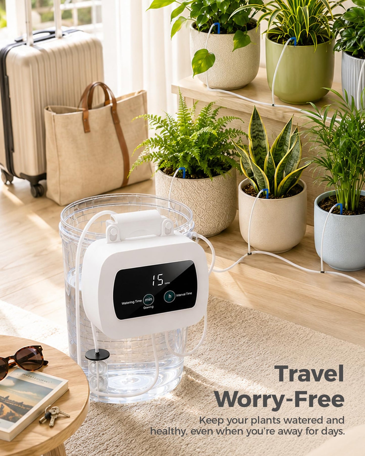 Bamworld Automatic Plant Waterer for 10 Potted Plants Indoor Automatic Watering System for Garden Plant Watering Devices with Adjustable Timer Auto Irrigation System for Garden Potted Plants Outdoor