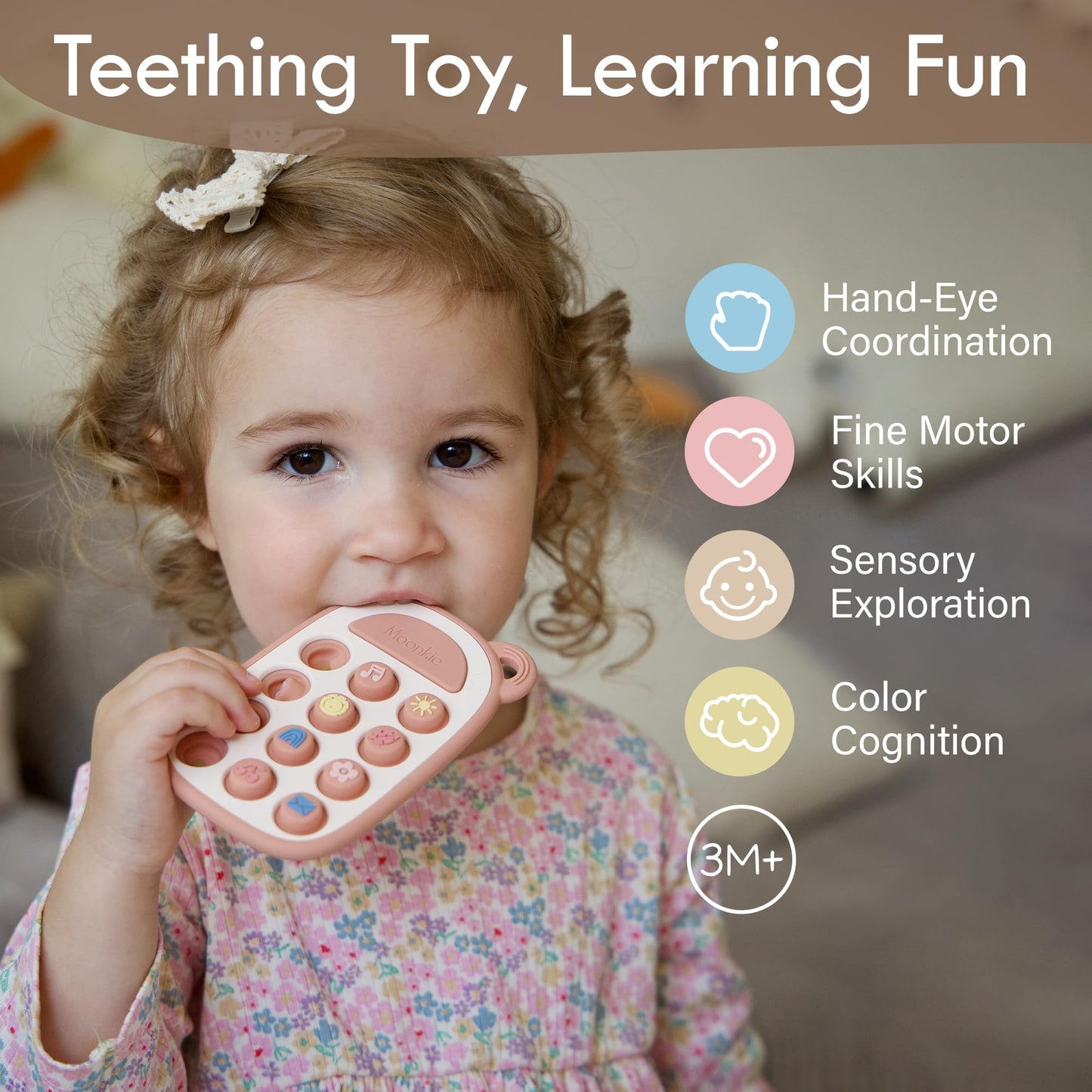 Moonkie Baby Teething Toy & Toy Car Bundle, Silicone Press Phone Teether for Babies 3 Months+, BPA-Free with Pop Bubbles & 5-Pack Silicone Push and Go Toy Cars for Babies and Toddlers, Ideal Gift for