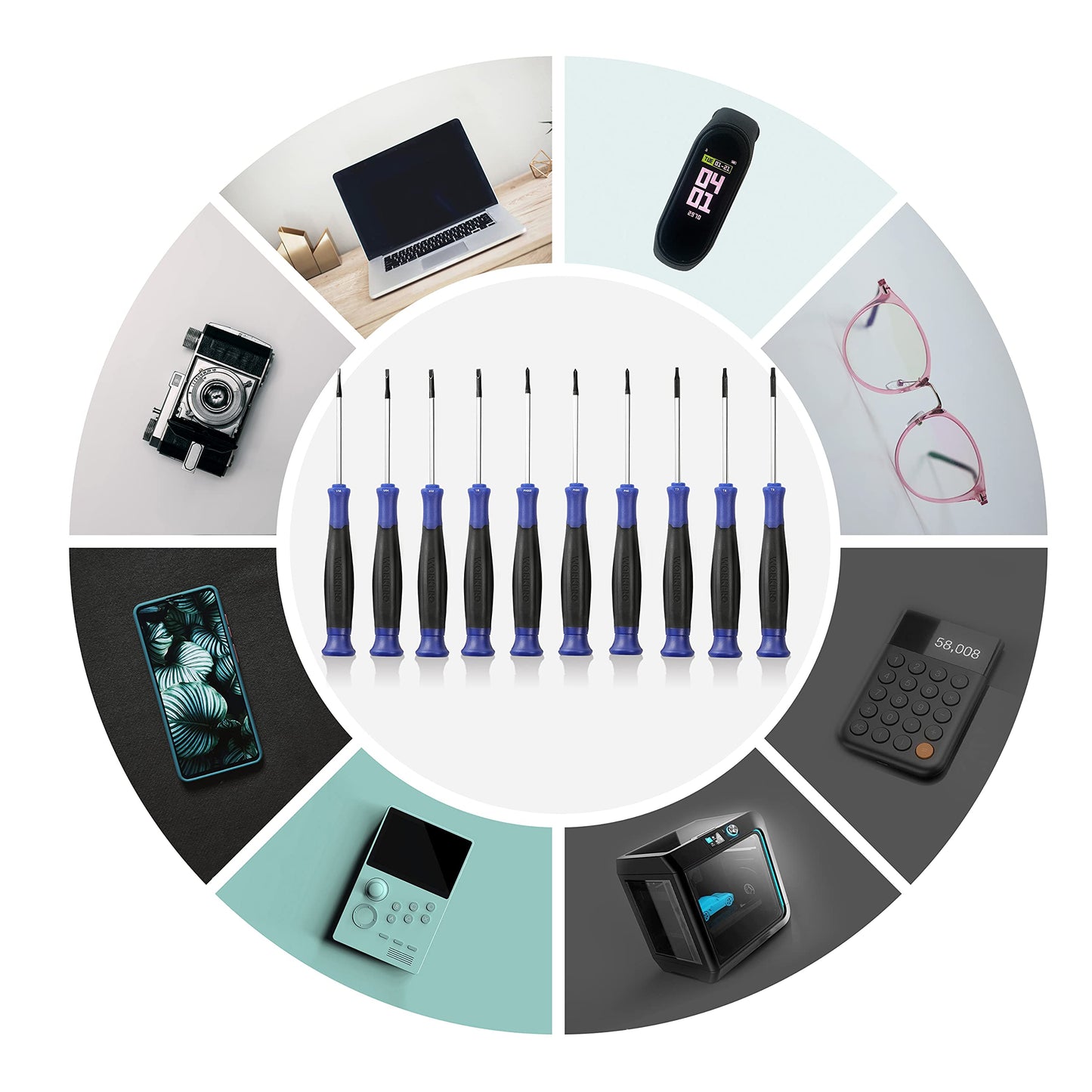 WORKPRO 10-Piece Precision Screwdriver Set with Pouch, Magnetic Small Screwdrivers with Phillips, Slotted, Torx Star, Mini Screwdriver Repair Tool Kit for Eyeglass, Watch, Computer, Laptop, Phone