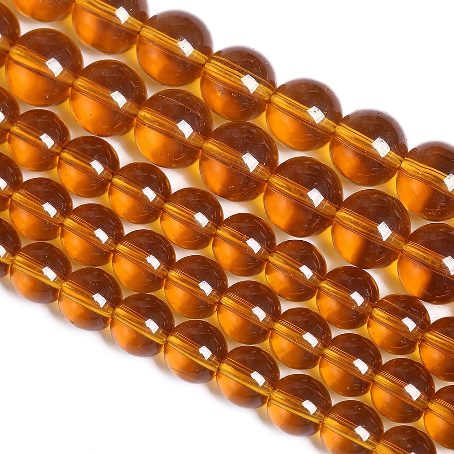 8MM 46PCS Amber Glass Spacer Loose Beads for Jewelry Making DIY Bracelet Necklace