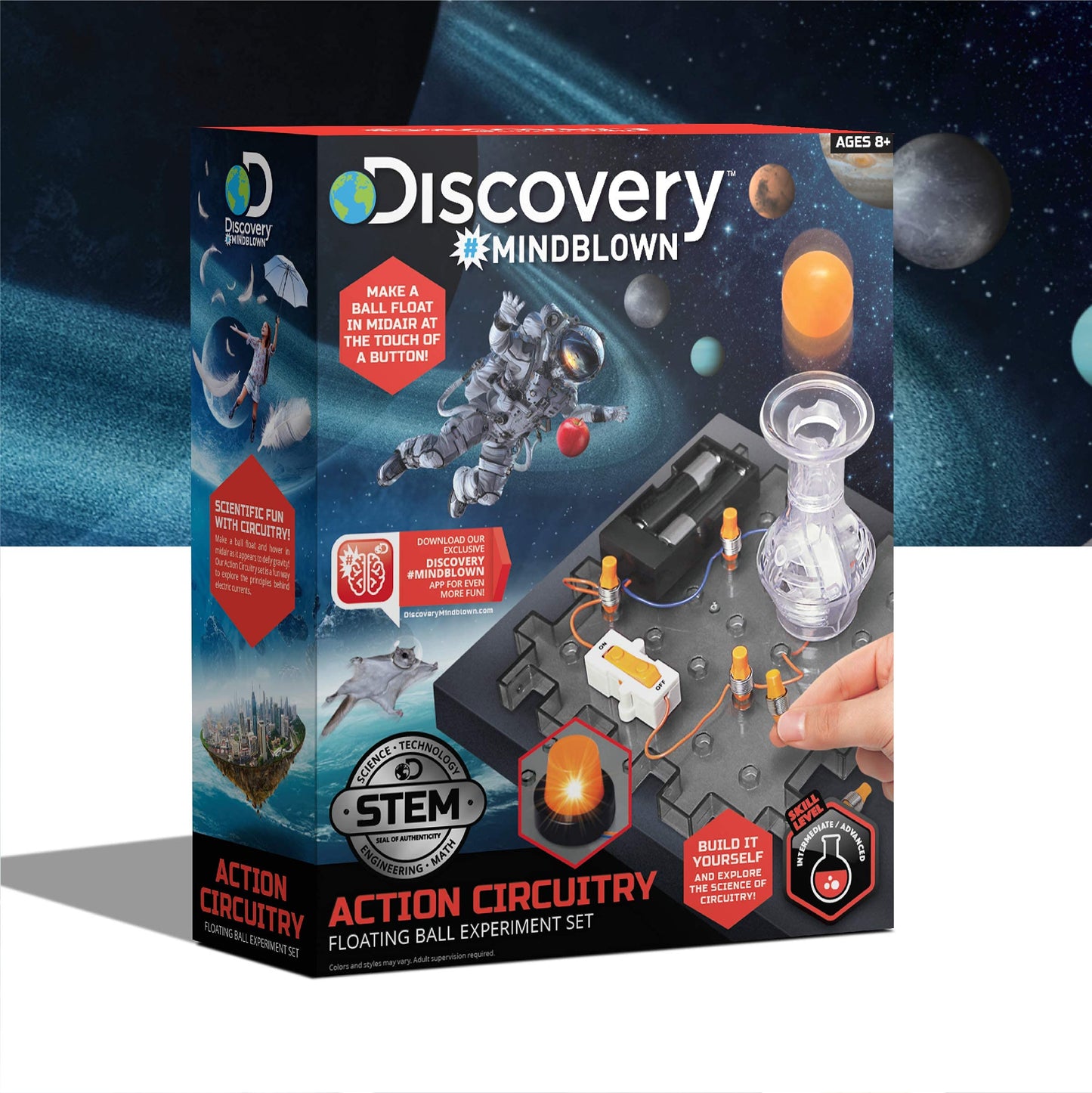 Discovery #MINDBLOWN Action Circuitry Electronic Experiment Mini STEM Set, Build-it-Yourself Engineering Toy Kit, Explore The Science of Motion, Floating Ball Experiment, Great Gift for Kids Ages 8 +