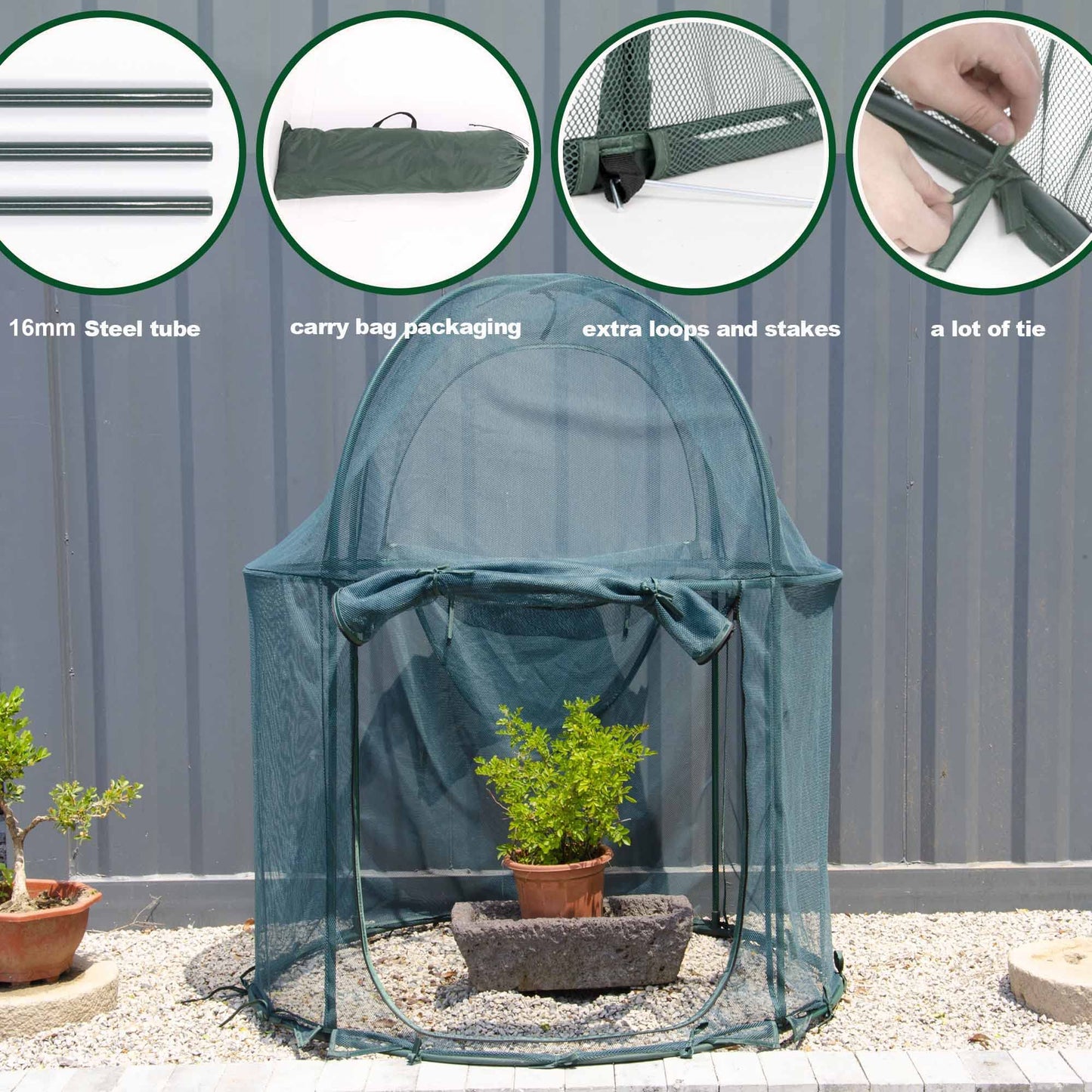 Round 4'x4' Large Plant Mesh Cover 4.9FT Tall Crop Netting Cage Pest Guard Cover for Vegetables Fruits Durable Plant Gardening Net