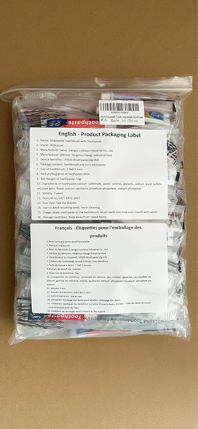 50 pcs Disposable Toothbrushes, 2 Color Toothbrushes and Toothpaste 10g, Bulk for Homeless, Airbnb, Hotel