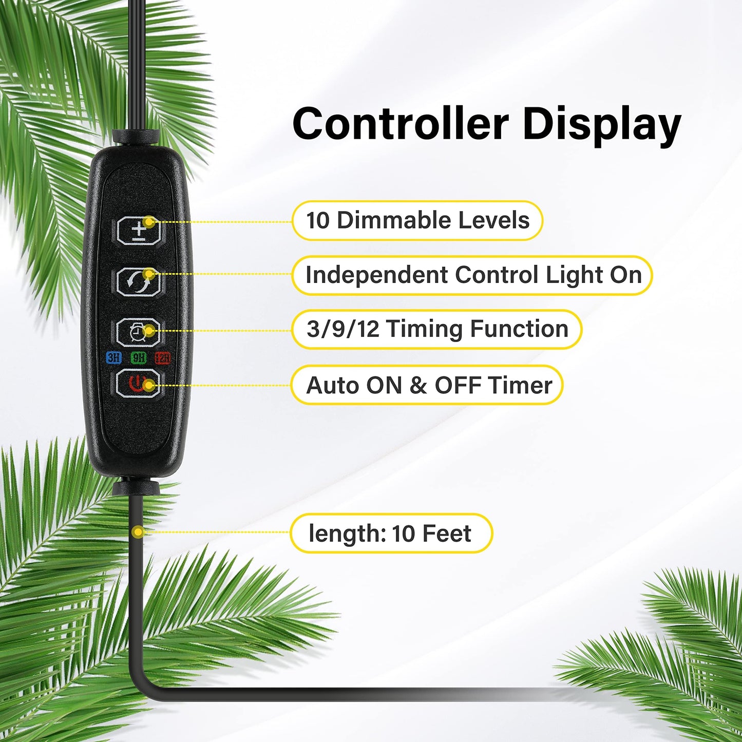 iPower 60W LED Grow Lights with Full Spectrum Plant Growing Light Strips for Indoor Plant with Auto ON/Off 3/9/12H Timer, 10 Dimmable Levels 48 LEDs Per Tude, 4 Tubes, Red&Blue