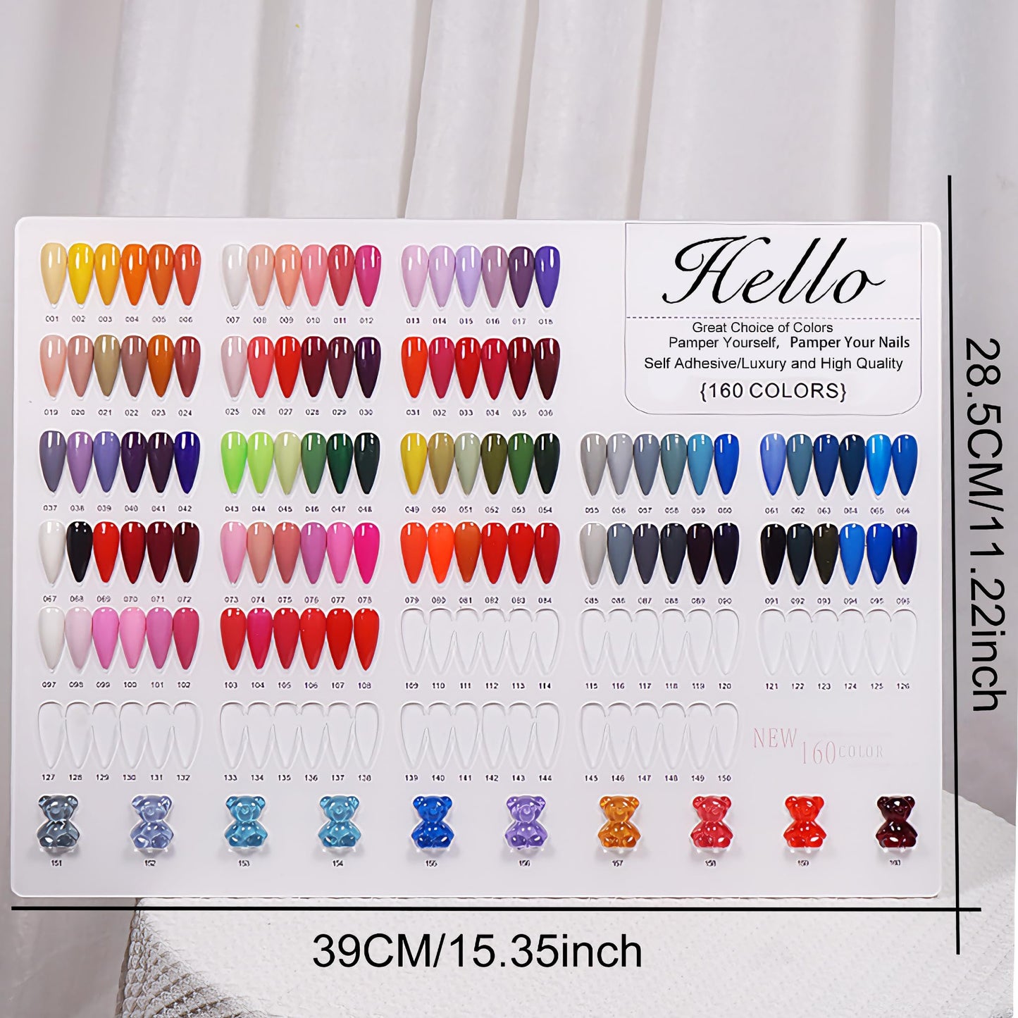 Acycoin2A Acrylic Nail Polish Color Display Board Book Nail Design Chart with 2 Styles Nail Tips Card Board Salon Showing Shelf (160 Colors)