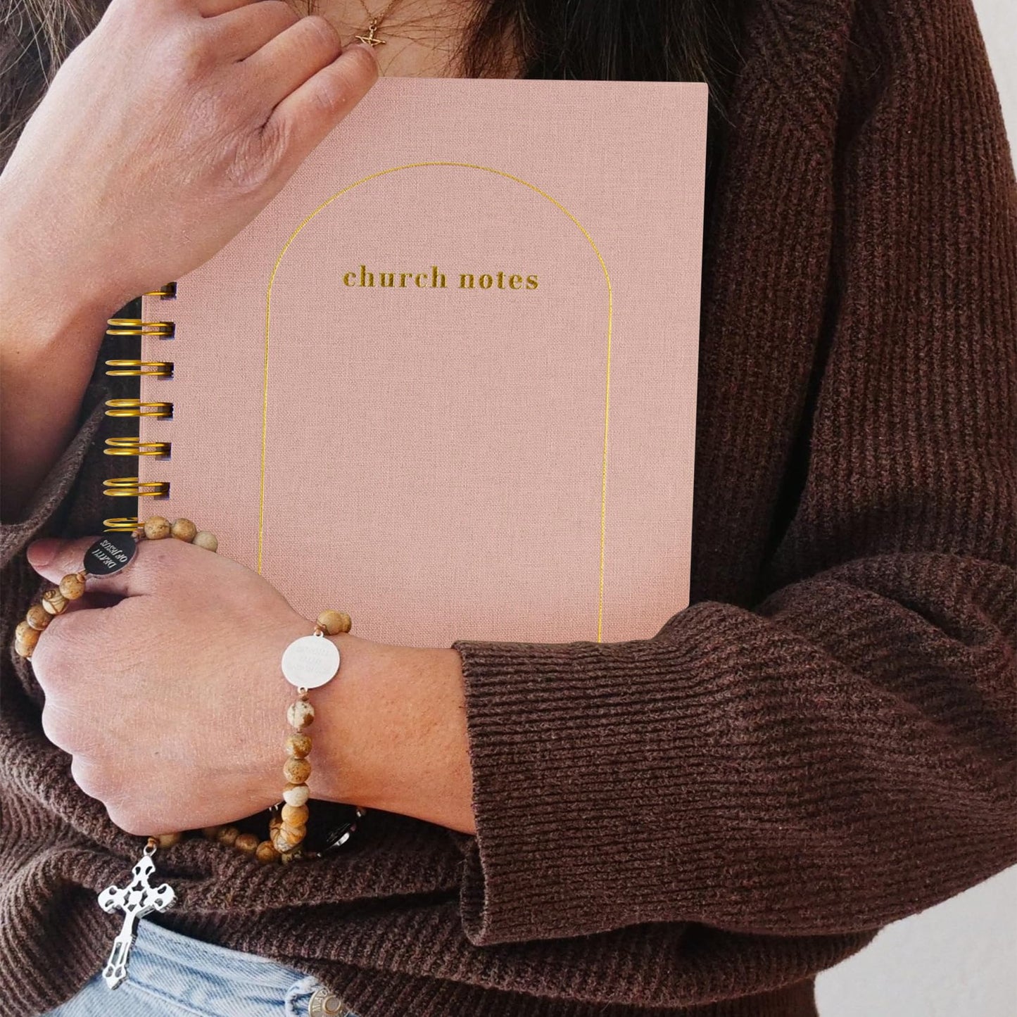 Church Notes Journal - Sermon Notes Christian Notebook - Bible Study Journal Original Linen Hardcover Guilded Notebook for Note Taking, Spiritual Growth - Bible Study Supplies Gift for Women and Men